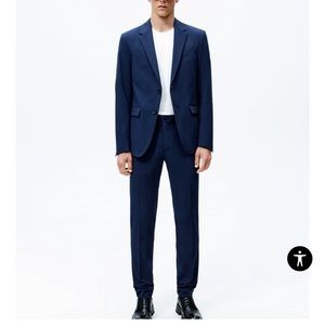 Men’s Blazer Zara Dark Blue- Slim Fit Suit Jacket